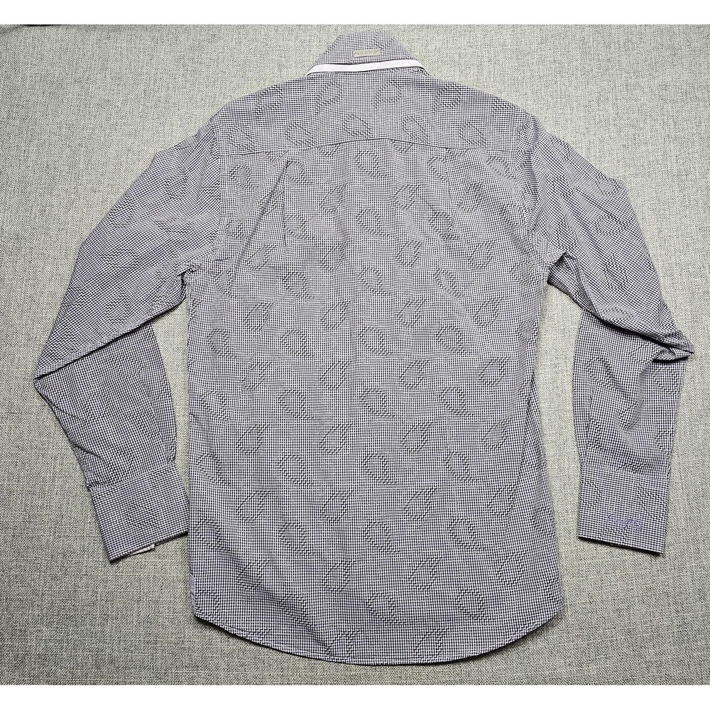 Coogi Luxe Dress Shirt Mens 15 Black White Gingham Modern Fit Embroidered Crest - Picture 2 of 9